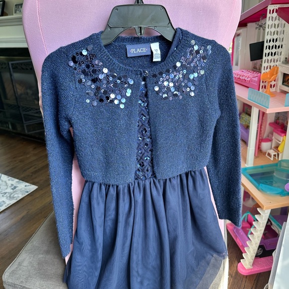 The Children's Place Blue Formal Dress with Embellished Neckline - Picture 1 of 8